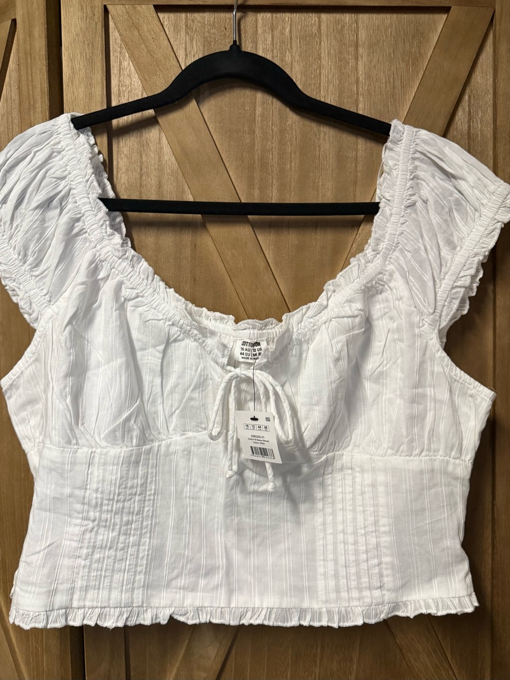 Cotton On NWT White Ruffled Peasant Crop Top Size 12